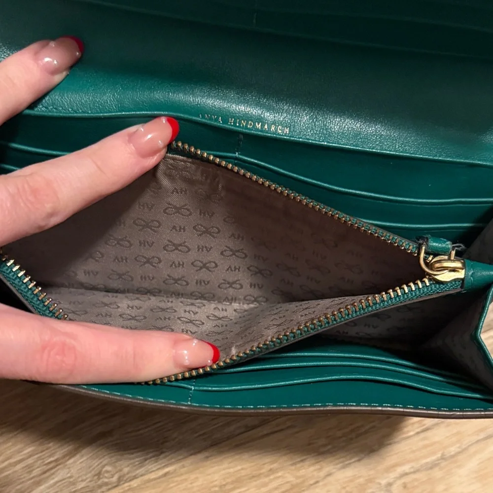 Anya Hindmarch Green and Tan Striped Wallet - Picture 8 of 9